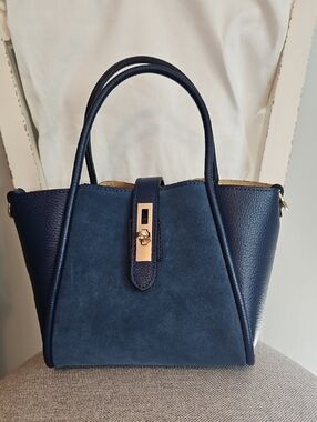 Persaman New York Navy Blue Structured Satchel